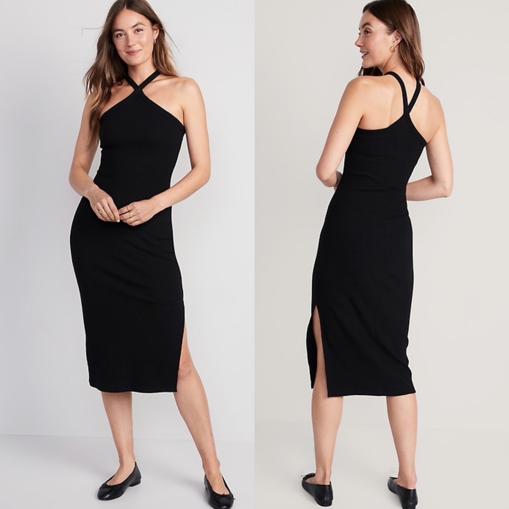 Old Navy Rib-Knit Halter Midi Dress Medium NWT